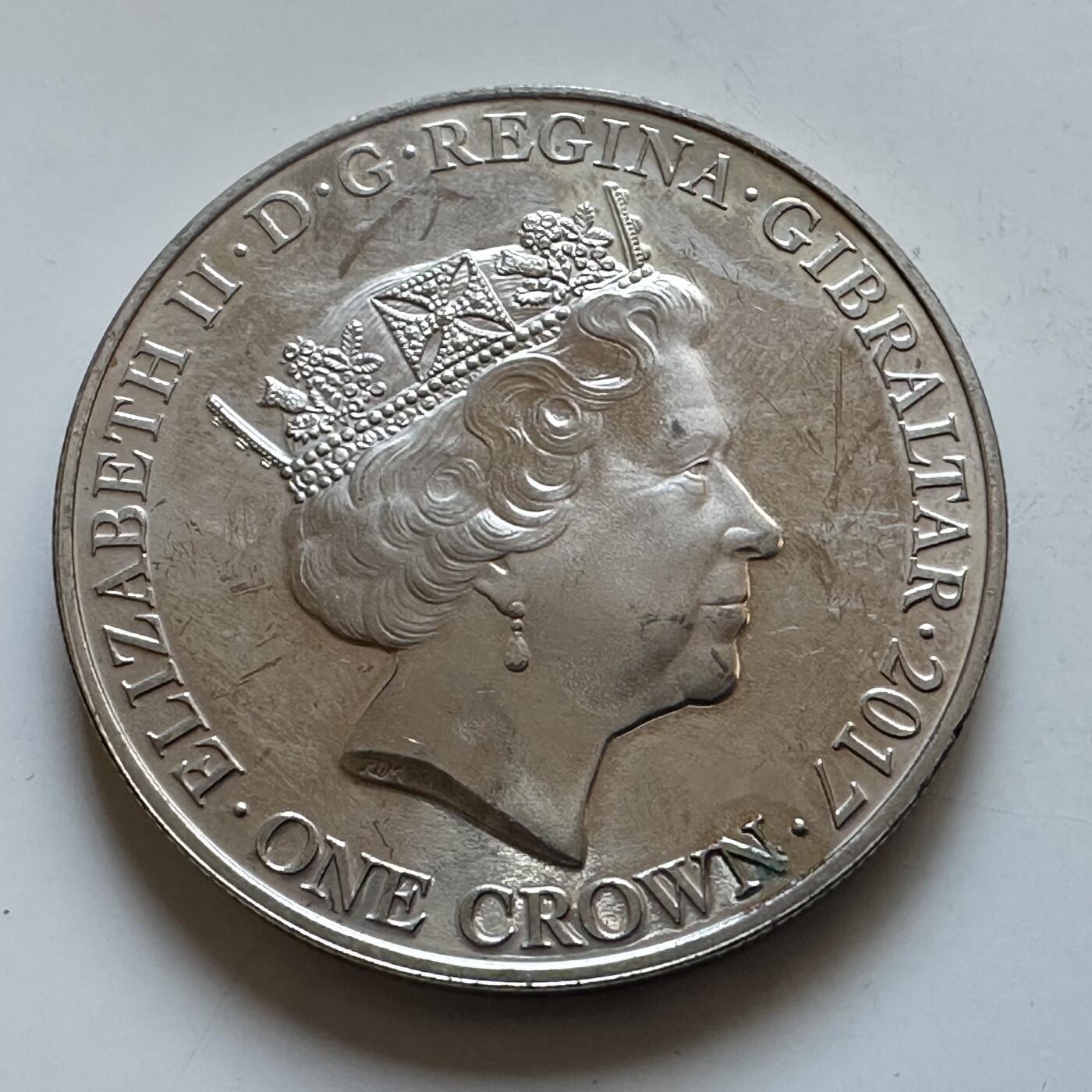 🌹外币初藏🌹🐯2025年第147场  每周二四六晚8️⃣点 接代拍 直布罗陀2017年女王铂金婚一克朗纪念币