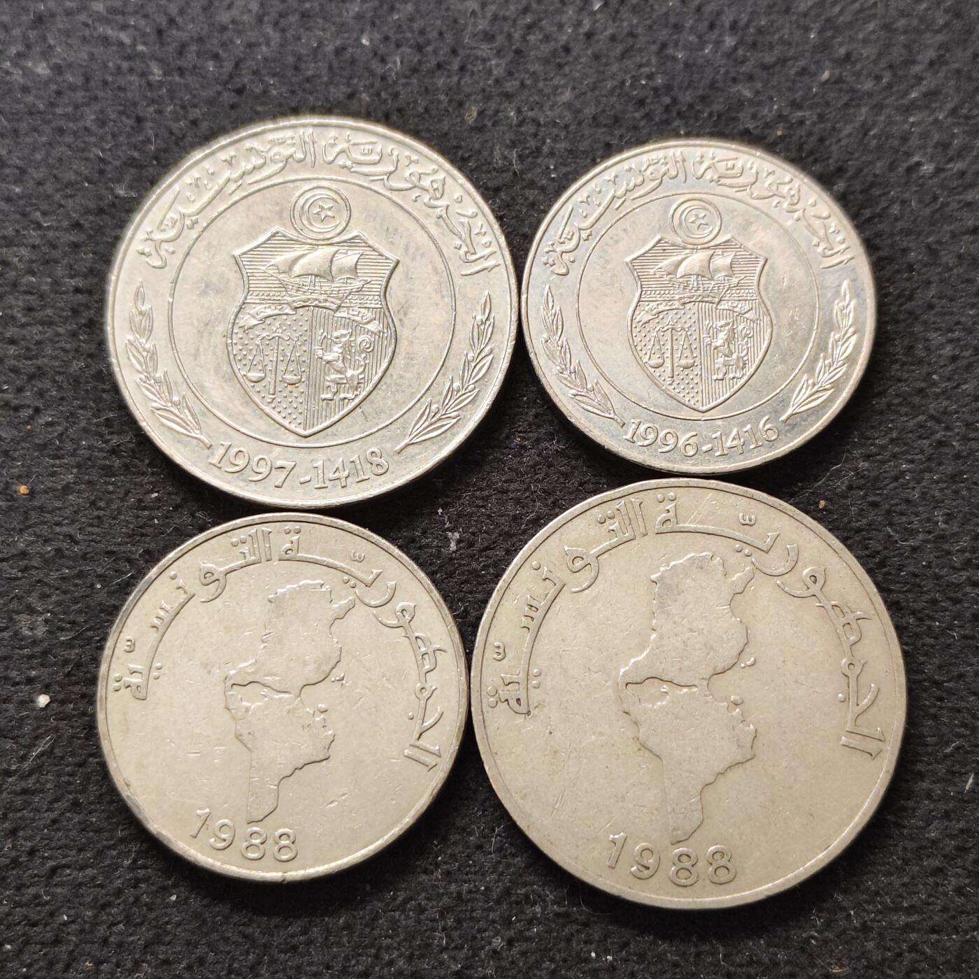 【全场包邮】纯粹捡漏拍490场（免费代拍第27场） 突尼斯1988-1997年FAO纪念币4枚一组