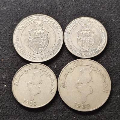 【全场包邮】纯粹捡漏拍490场（免费代拍第27场） - 突尼斯1988-1997年FAO纪念币4枚一组