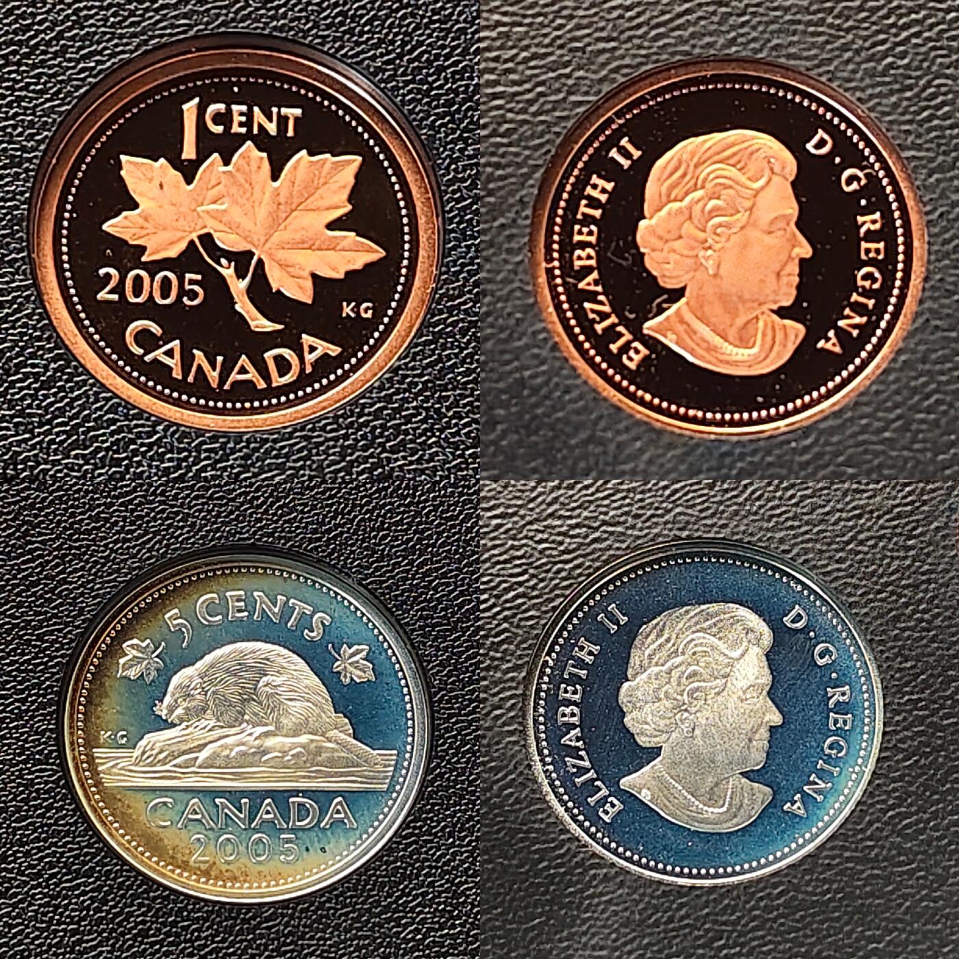 【全场包邮】纯粹捡漏拍491场（免费代拍第28场） 加拿大2005年国旗确立40周年官方精制套币-含1元国旗彩色精制纪念银币-盒证全-共6枚银币（共计56.955克）