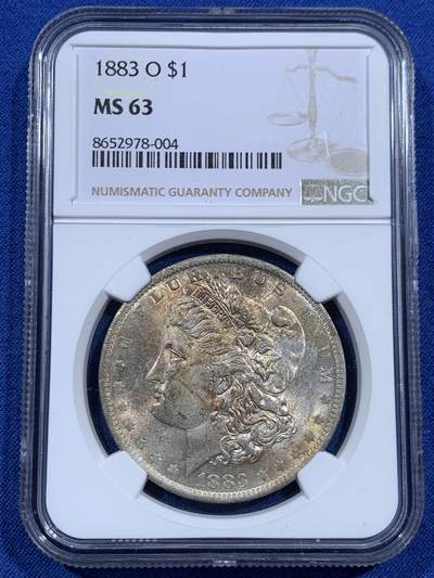 《竞宝斋》第452场 周日，周一 2场连拍 （全场包邮，欢迎送拍） - NGC MS63 美国1883年摩根银币，BU好品。