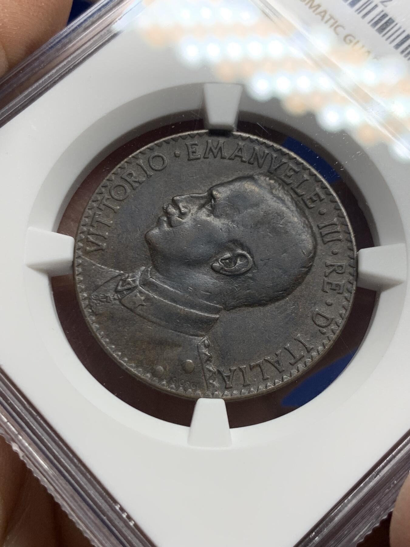 《竞宝斋》第452场 周日，周一 2场连拍 （全场包邮，欢迎送拍） NGC XFD 意属索马里1923年4比塞大铜币，虽然判了环境污染，但是细节好