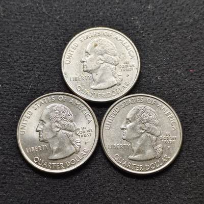 【全场包邮】纯粹捡漏拍490场（免费代拍第27场） - 美国1999-2000年25分州币纪念币3枚一组