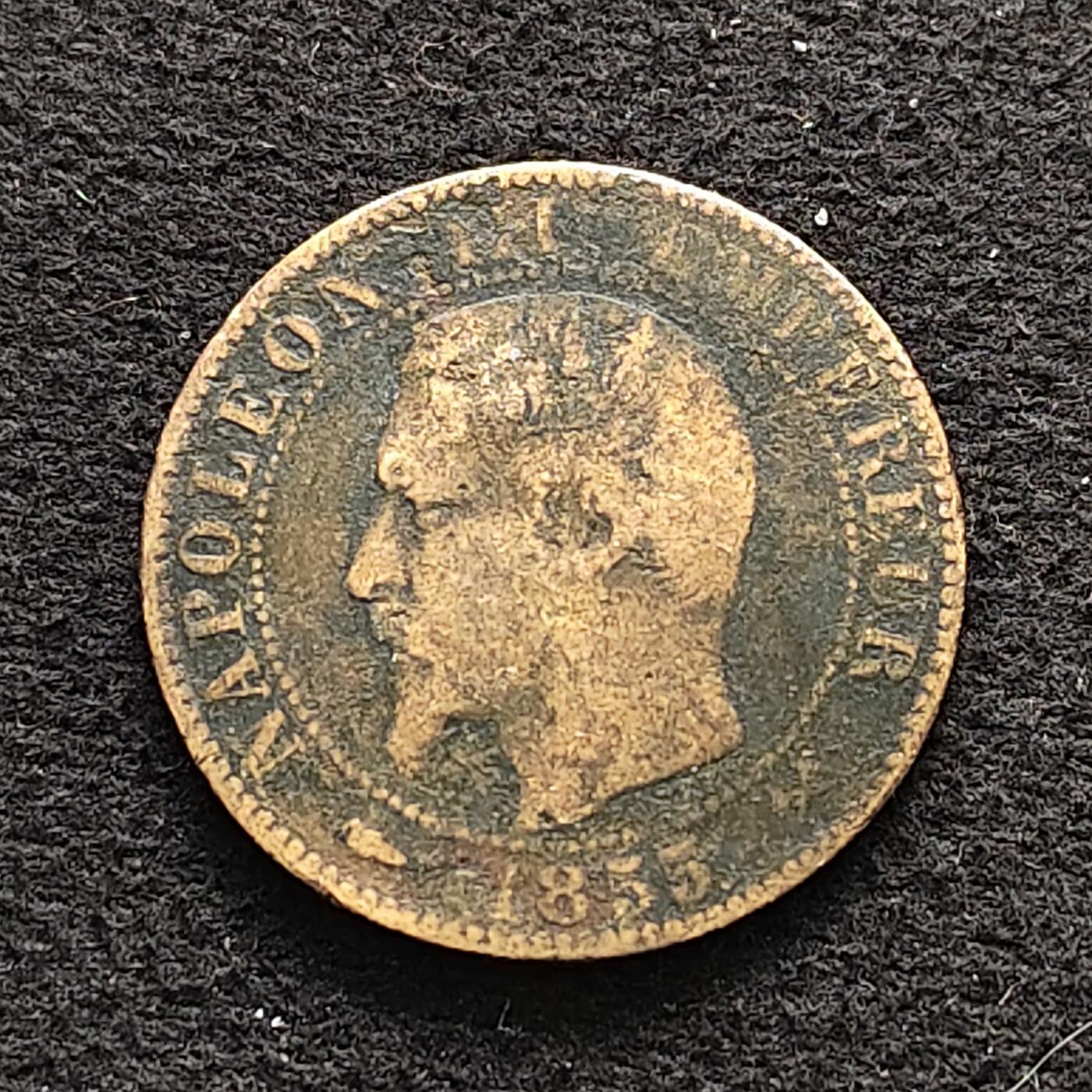 【全场包邮】纯粹捡漏拍490场（免费代拍第27场） 法国1855年拿破仑三世B版5分铜币