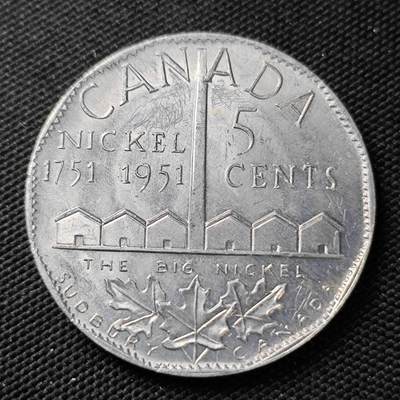 KK钱币收藏小铺 《套币 好品/批量散币专场》  2月预留时间 周末发货 -  1951加拿大5分 纪念铝章