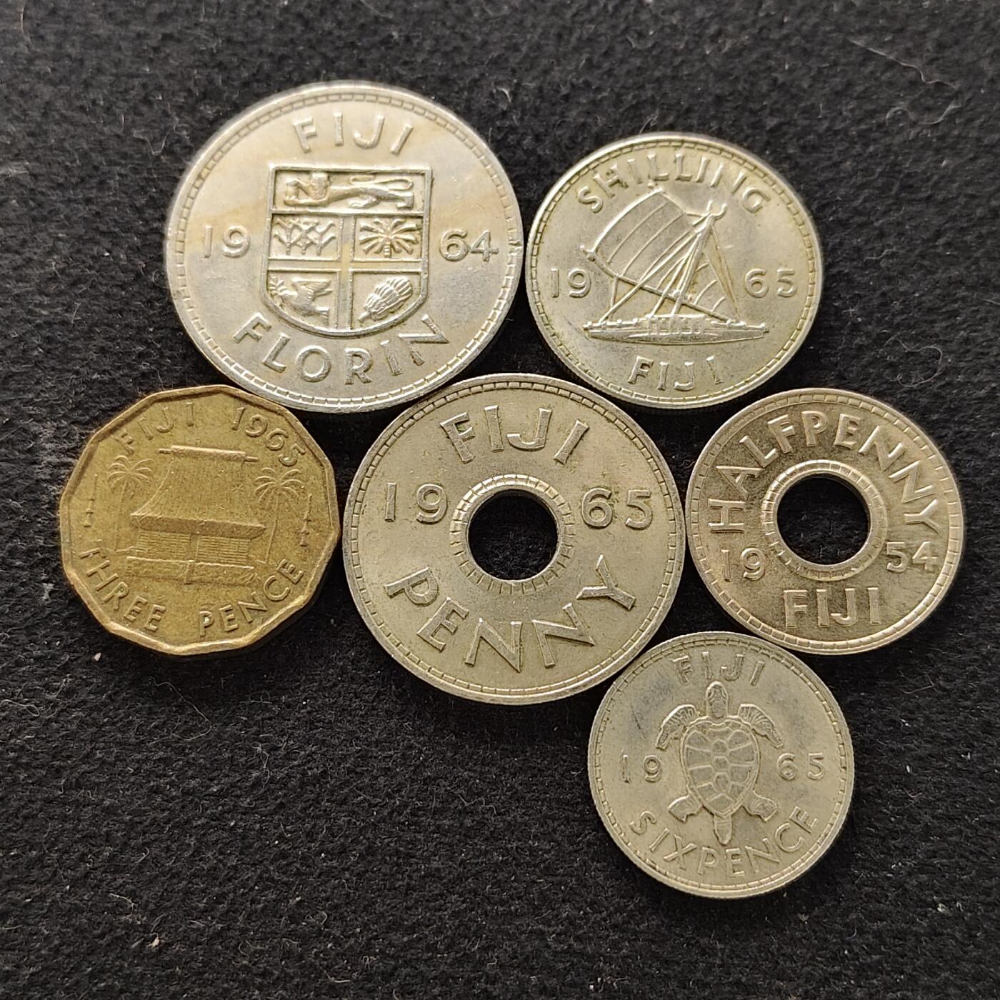 【全场包邮】纯粹捡漏拍490场（免费代拍第27场） 斐济1954-1965年女王6枚套币