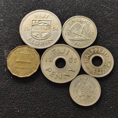 【全场包邮】纯粹捡漏拍490场（免费代拍第27场） - 斐济1954-1965年女王6枚套币