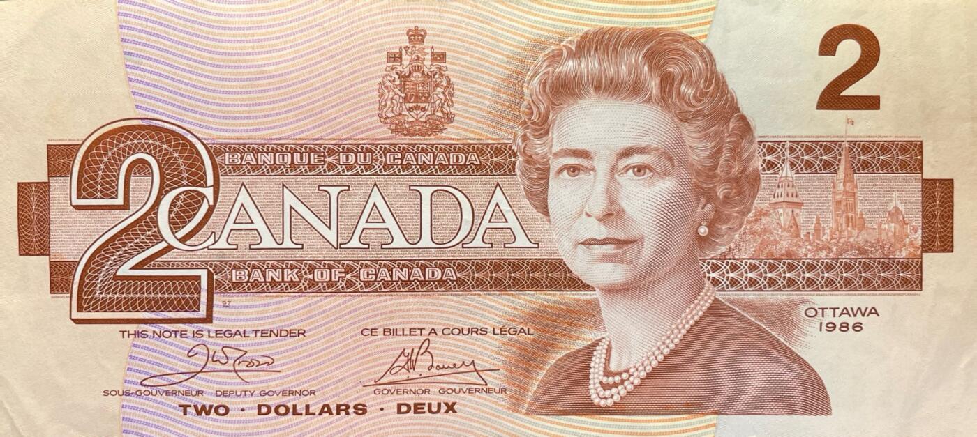 回流1228 加拿大1986年2元纸币（“鸟类系列”后期版）美洲知更鸟