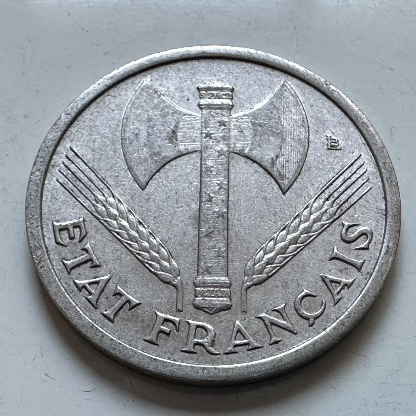 🌹外币初藏🌹🐯2025年第147场  每周二四六晚8️⃣点 接代拍 法国1943年维希政府权斧一法郎