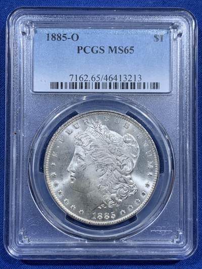 《竞宝斋》第452场 周日，周一 2场连拍 （全场包邮，欢迎送拍） - PCGS MS65 美国1885O摩根一美元银币 霜感十分强烈的一枚