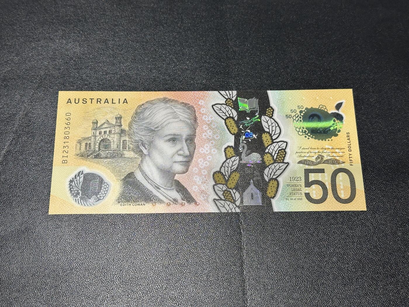 《外钞收藏家》第五百九十八期（2026年新年第一场）（本平台长期征集拍品、欢迎藏友们联系合作） 2023年澳大利亚50澳元 全新 无47尾660