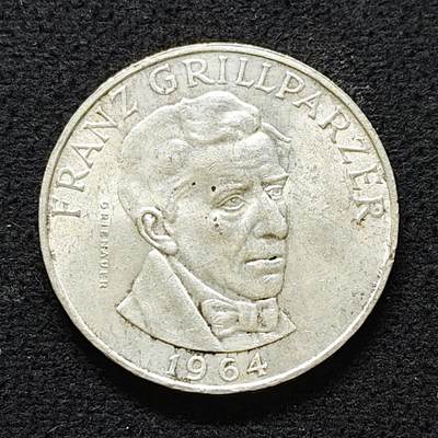 【全场包邮】纯粹捡漏拍491场（免费代拍第28场） - 奥地利1964年25先令剧作家弗朗茨·格里帕泽（30.5毫米13克）纪念银币