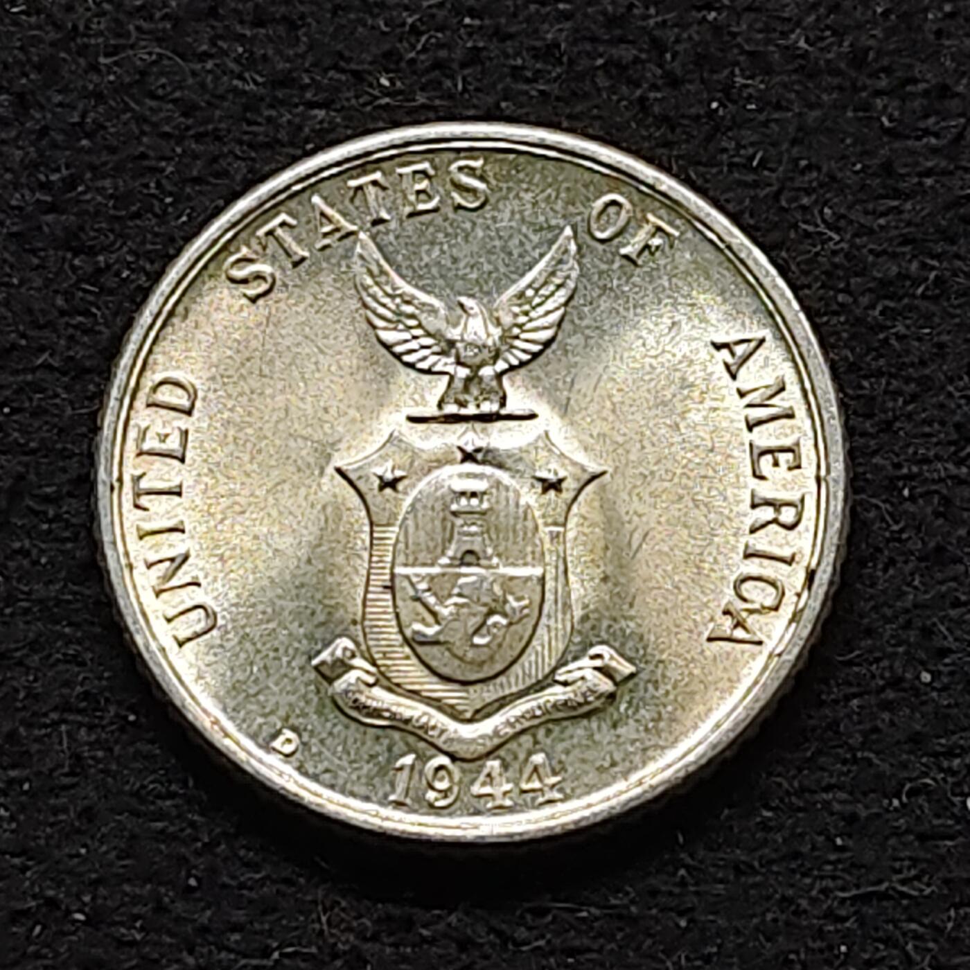 【全场包邮】纯粹捡漏拍490场（免费代拍第27场） 美属菲律宾1944年20分（21毫米4克）银币 BU品相