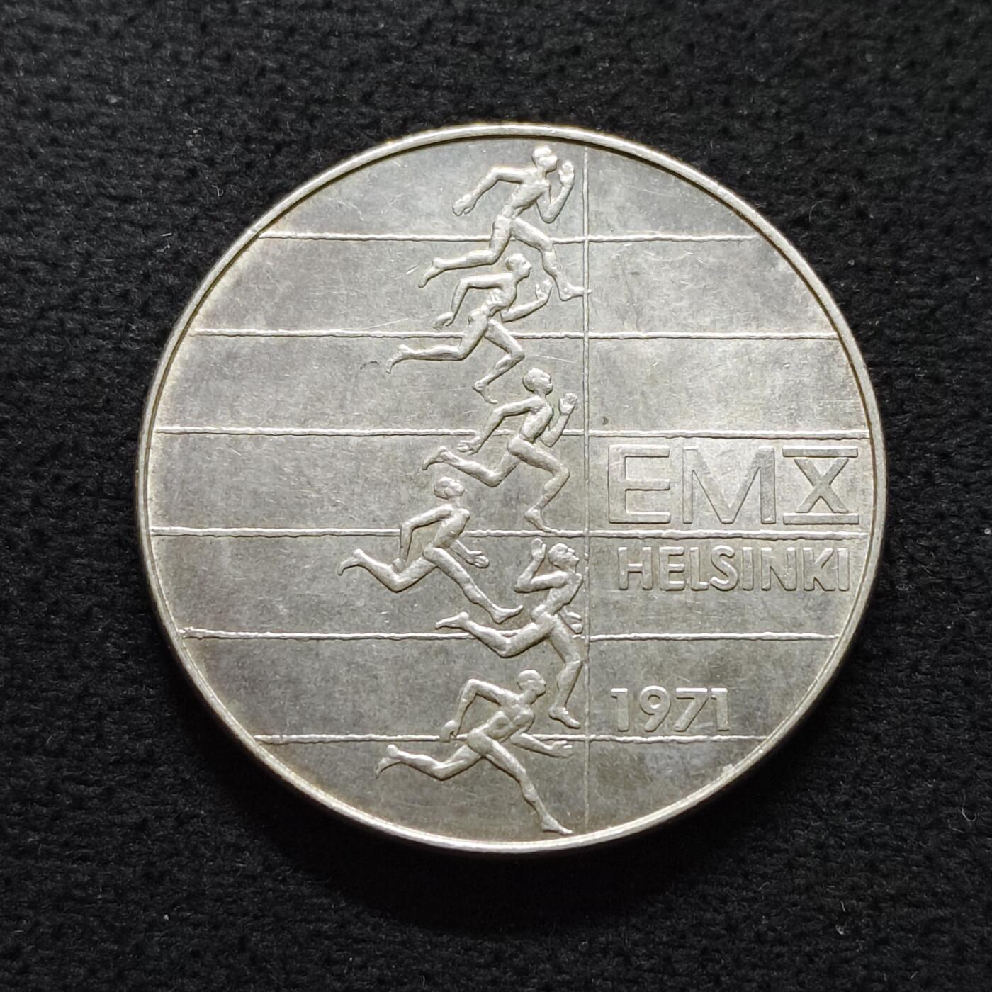 【全场包邮】纯粹捡漏拍491场（免费代拍第28场） 芬兰1971年10马克欧洲田径锦标赛（35毫米24.2克）纪念银币