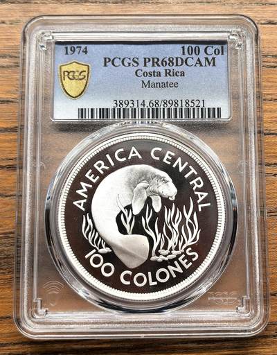 凡希社世界钱币微拍第三百十六期 - 1974哥斯达黎加儒艮100C大银精铸PCGS-PR68DCAM