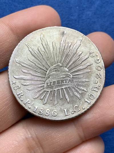 《竞宝斋》第452场 周日，周一 2场连拍 （全场包邮，欢迎送拍） - 墨西哥1886 PI LG版 8R鹰洋银币