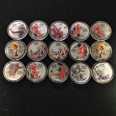 【全场包邮】纯粹捡漏拍491场（免费代拍第28场） - 【银章】中国发行俄罗斯2018年FIFA世界杯官方授权15枚（含银1克）双面彩色精制纪念银章（共计15克）