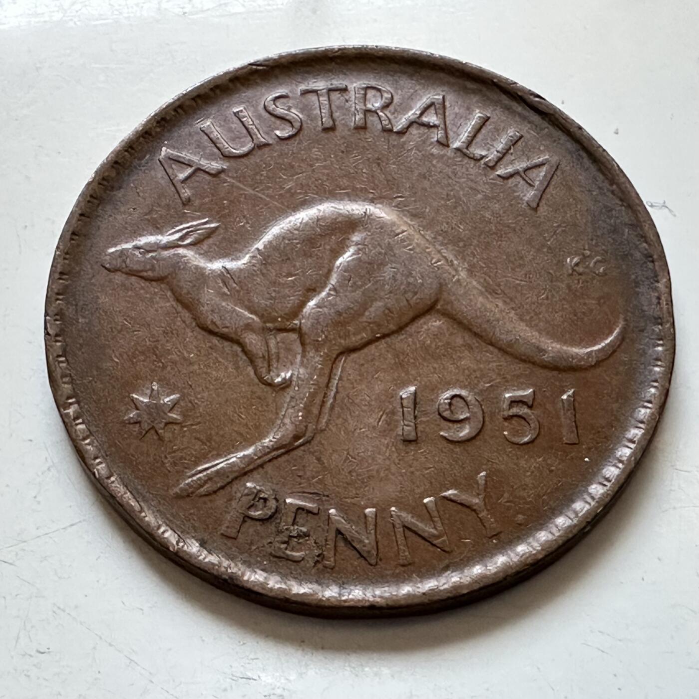 🌹外币初藏🌹🐯2025年第147场  每周二四六晚8️⃣点 接代拍 澳大利亚1951年一便士