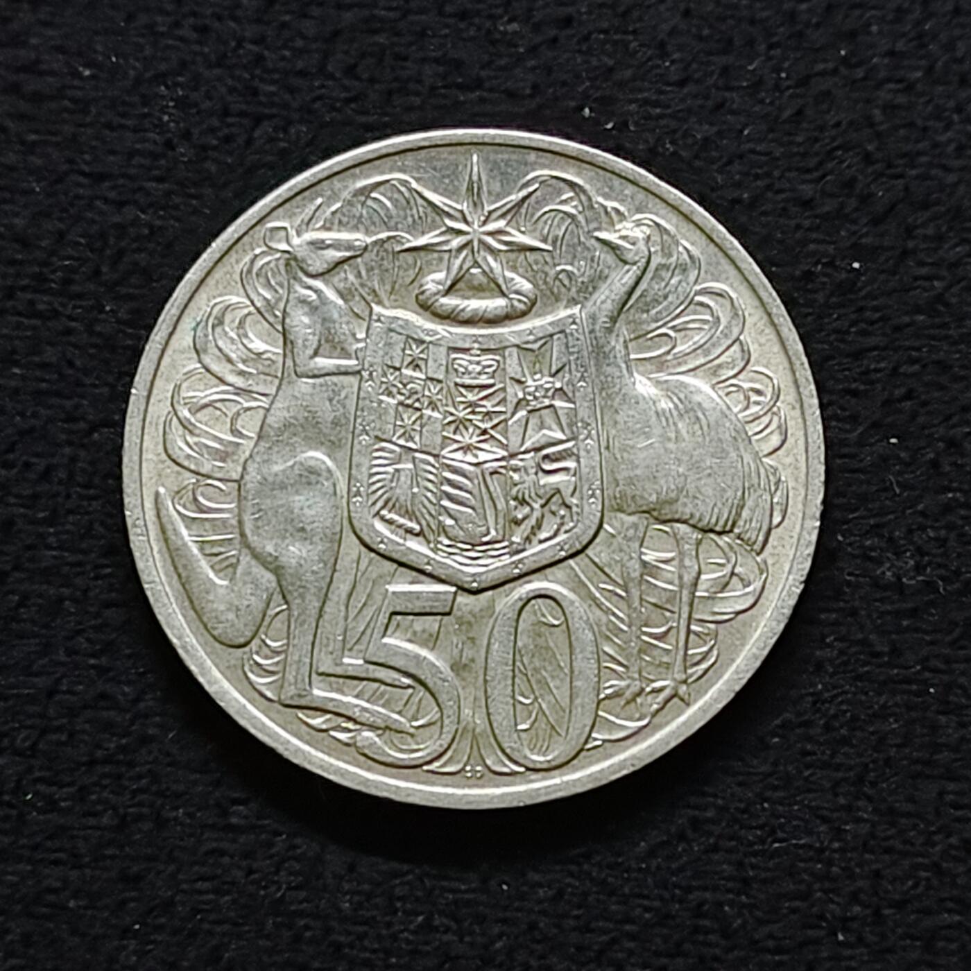 【全场包邮】纯粹捡漏拍491场（免费代拍第28场） 澳大利亚1966年女王50分（31.65毫米13.28克）银币