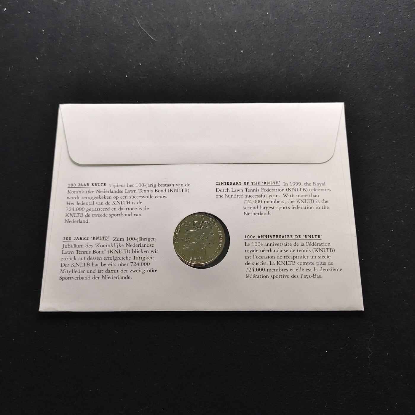【全场包邮】纯粹捡漏拍490场（免费代拍第27场） 【邮币封】荷兰1999年1埃居荷兰网球联合会成立100周年纪念纪念币邮币封