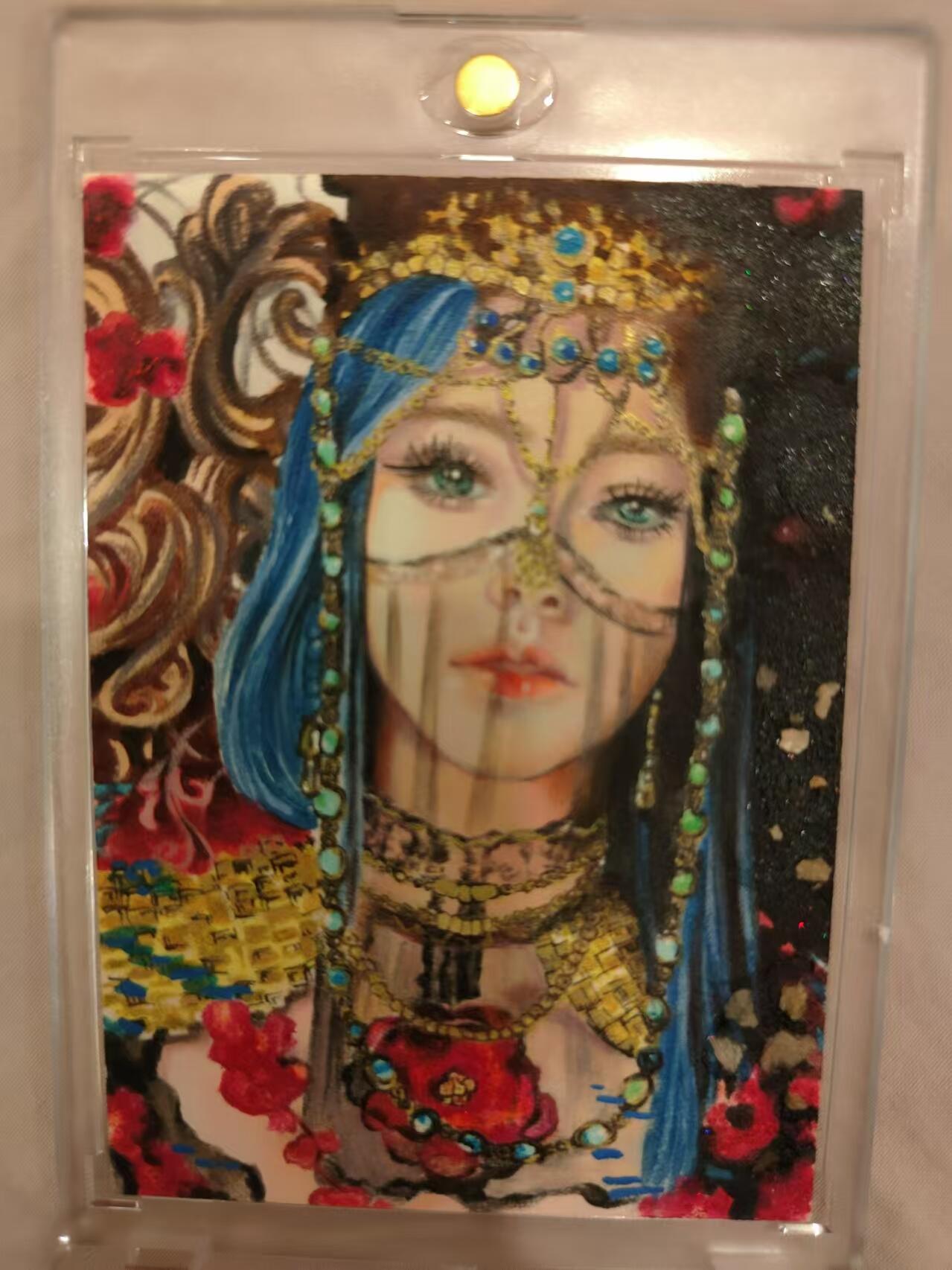 寸草不生拍卖 第十七期  手绘卡  画师心晴（图二紫光灯效果）