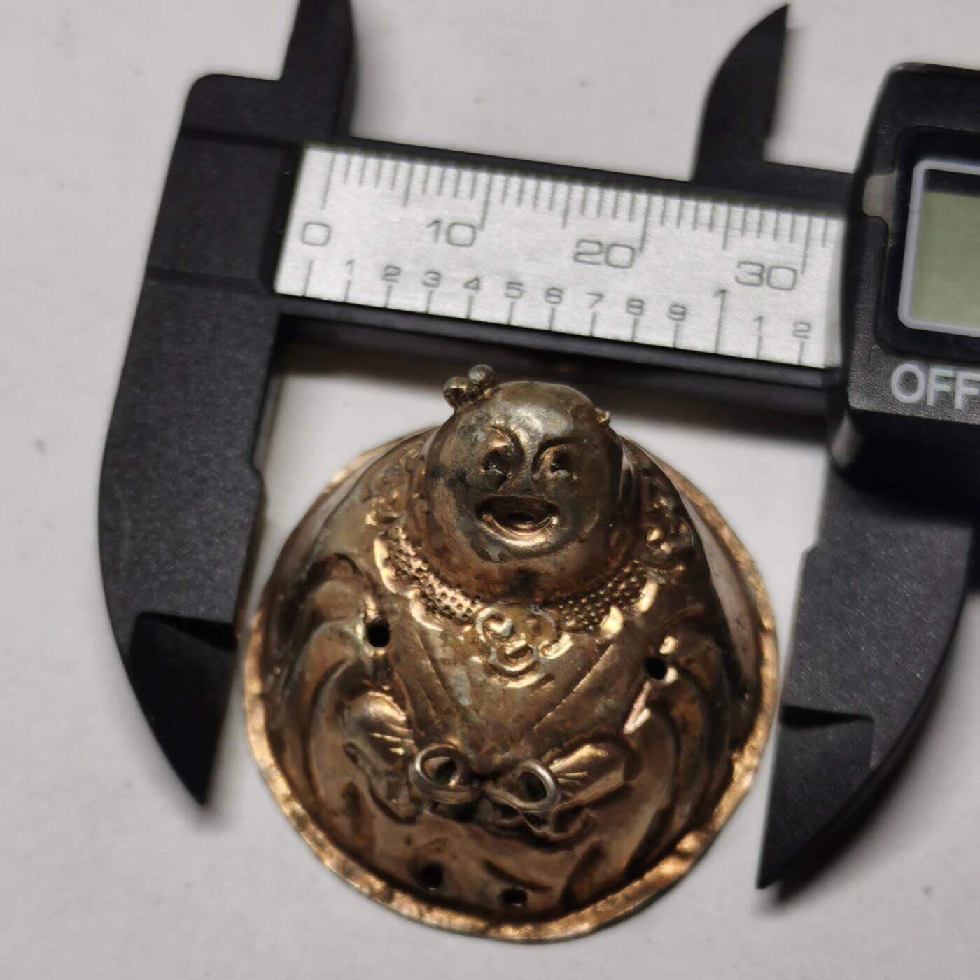 杂件专场91期 清代老银鎏金大号阿福