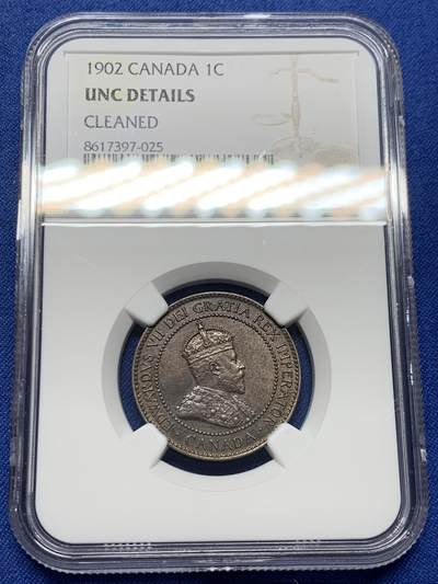 《竞宝斋》第452场 周日，周一 2场连拍 （全场包邮，欢迎送拍） - NGC UNCD 加拿大1902年爱德华七世一分铜币，细节佳，首年