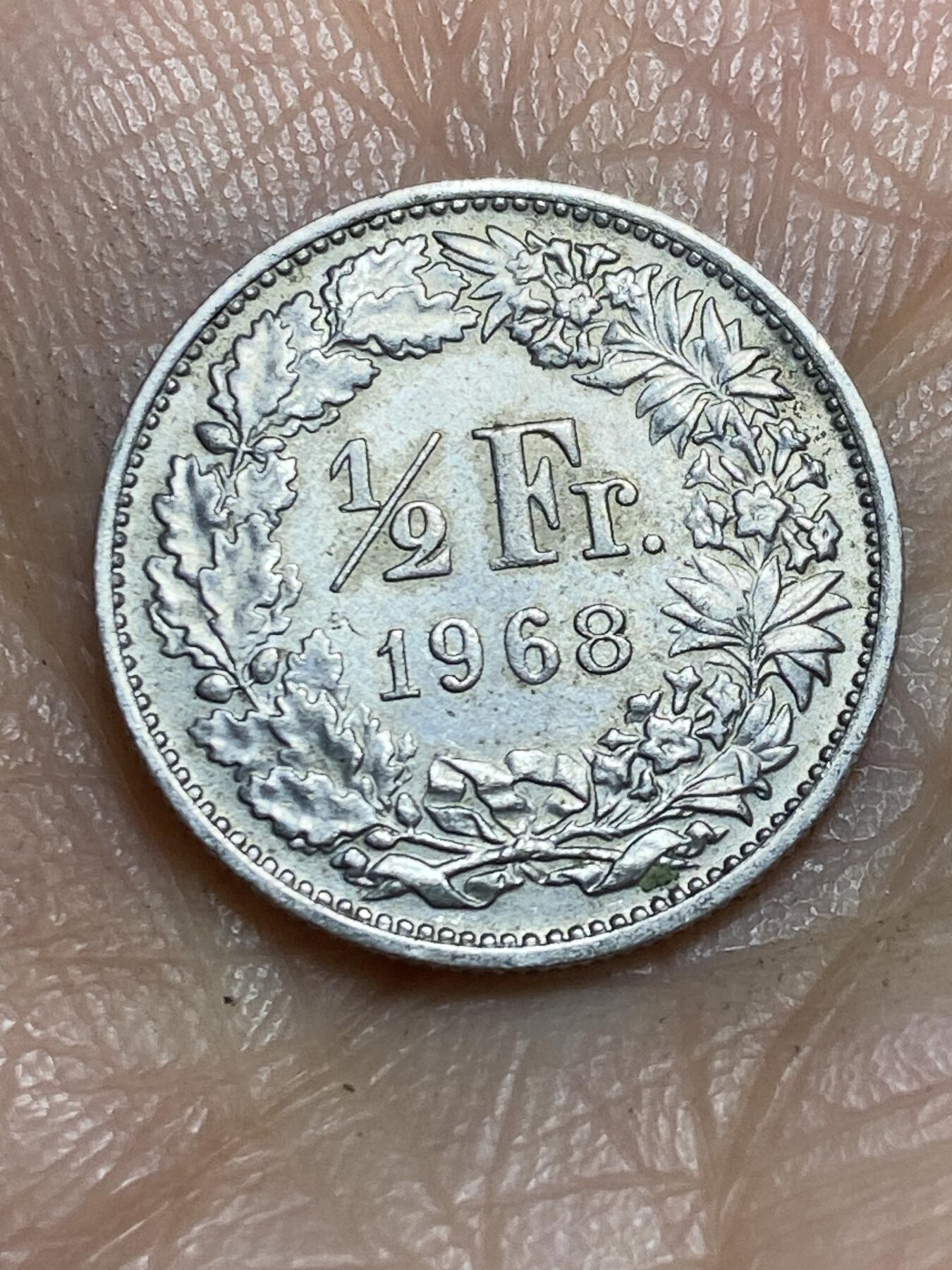 2026年第一场(总第一百七十场）外国好品散币场(免佣金) 瑞士🇨🇭1968年1/2法郎(第二版，无标版)