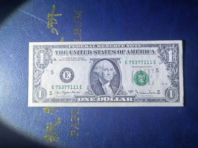 Unc- 美国纸币 1977年A版 1美元纸币 豹子号 111 - Unc- 美国纸币 1977年A版 1美元纸币 豹子号 111