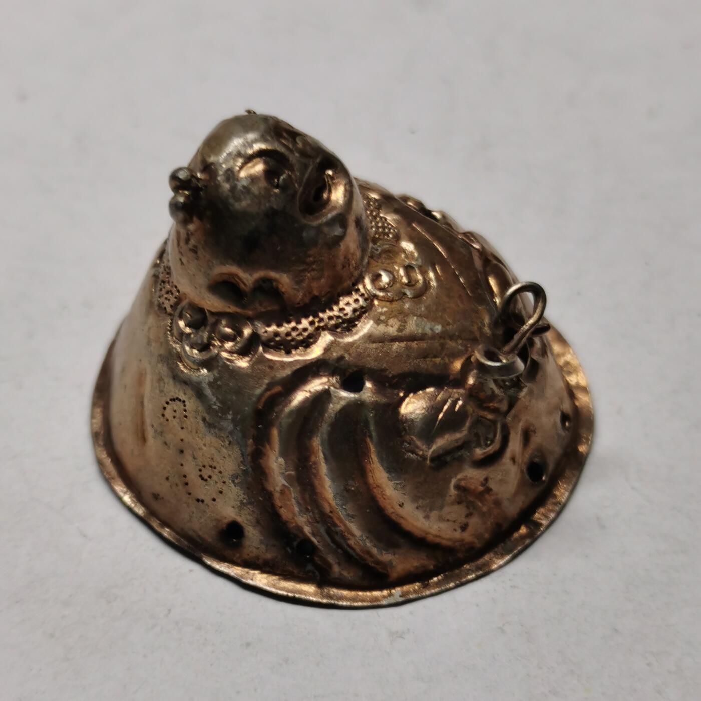 杂件专场91期 清代老银鎏金大号阿福