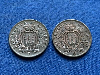 《竞宝斋》第452场 周日，周一 2场连拍 （全场包邮，欢迎送拍） - 两枚一组 圣马力诺1935年10分铜币 带光好品