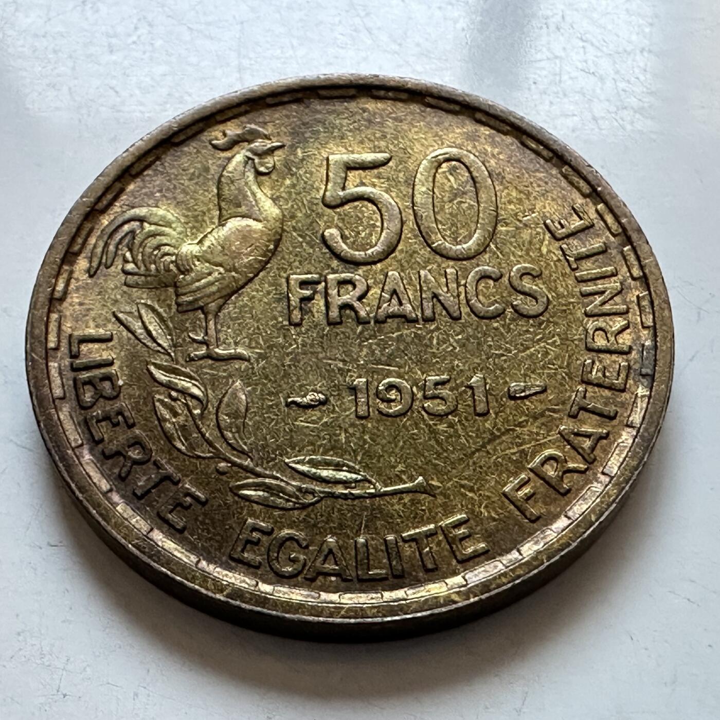 🌹外币初藏🌹🐯2025年第147场  每周二四六晚8️⃣点 接代拍 法国1951年50法郎