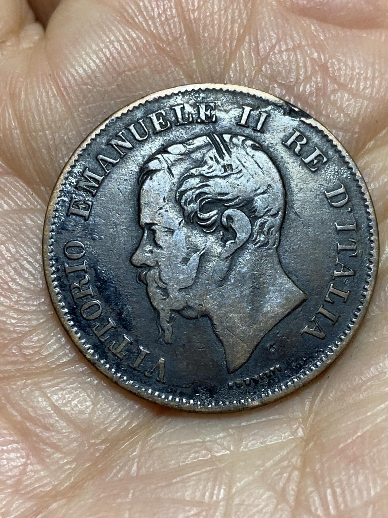 2026年第一场(总第一百七十场）外国好品散币场(免佣金) 意大利王国1861年5分(维托里奥·埃马努埃莱二世，M标米兰造，首发年仅发行3年)