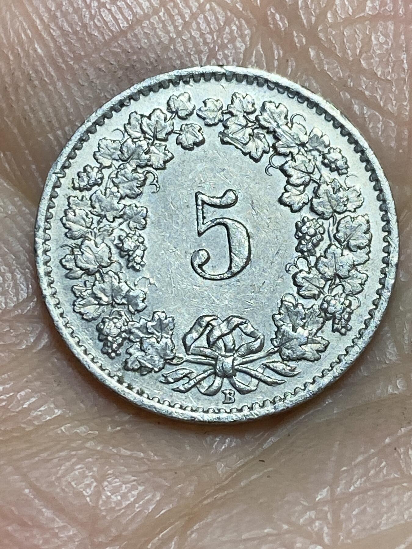 2026年第一场(总第一百七十场）外国好品散币场(免佣金) 瑞士🇨🇭1957年5拉彭(第二版，B标伯尔尼造)