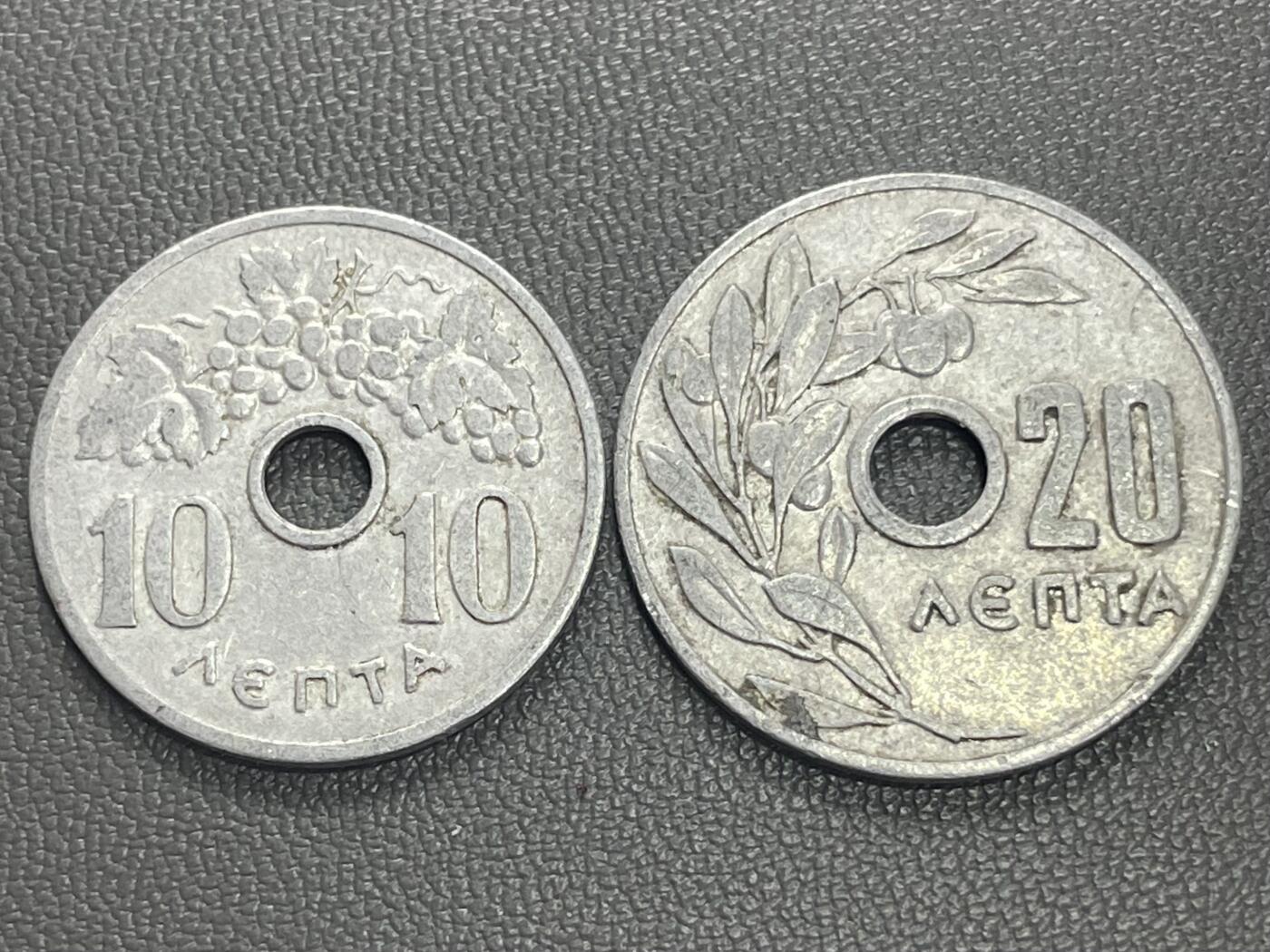 回流1228 希腊王国1954年10、20雷普塔 葡萄藤、橄榄枝