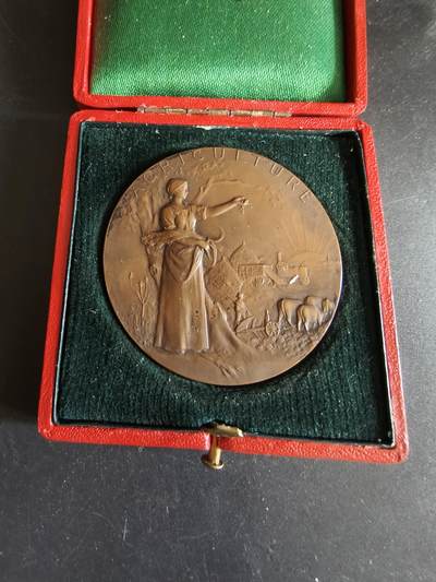 老王徽章第172期 - 法国圣朱利安昂日内瓦农业竞赛大铜章    原盒     直径50mm    重量47.4g      大师P.Grandhomme作品 