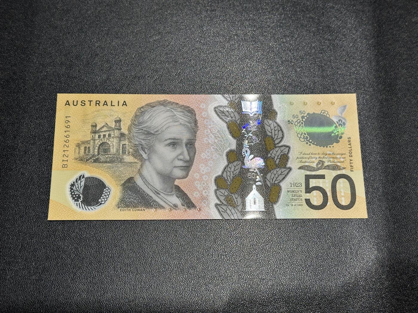 《外钞收藏家》第五百九十八期（2026年新年第一场）（本平台长期征集拍品、欢迎藏友们联系合作） 2020年澳大利亚50澳元 全新UNC 无47尾806