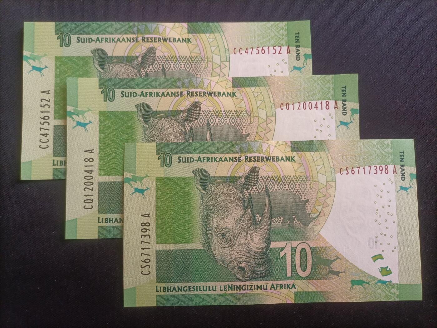 【游宝包邮场】蛇年第103期  南非-10兰特【CC/CQ/CS冠 全新UNC/UNC-】