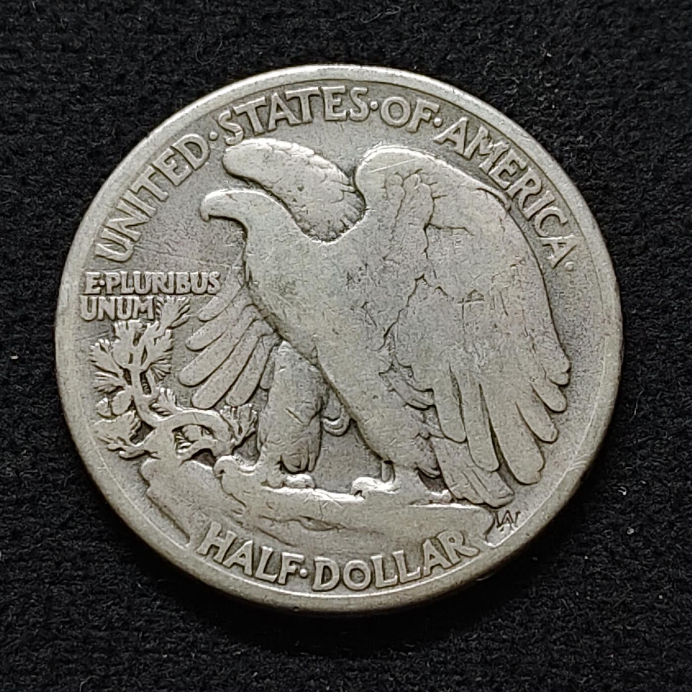 【全场包邮】纯粹捡漏拍491场（免费代拍第28场） 美国1945年行走女神半元（30.6毫米12.5克）银币