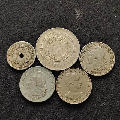 【全场包邮】纯粹捡漏拍490场（免费代拍第27场） - 南美各国各年份散币5枚一组-巴西+阿根廷+玻利维亚