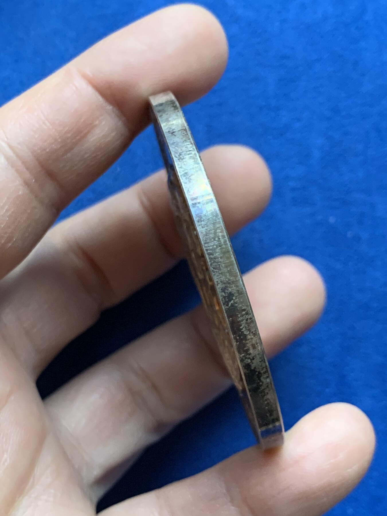 《竞宝斋》第452场 周日，周一 2场连拍 （全场包邮，欢迎送拍） 圣马力诺拿破仑一世诞辰二百周年纪念章 铜质（87.8克）+银质（98.6克） 60mm 正面为拿破仑·波拿巴与安东尼奥·奥诺里侧像 带盒 细节见图