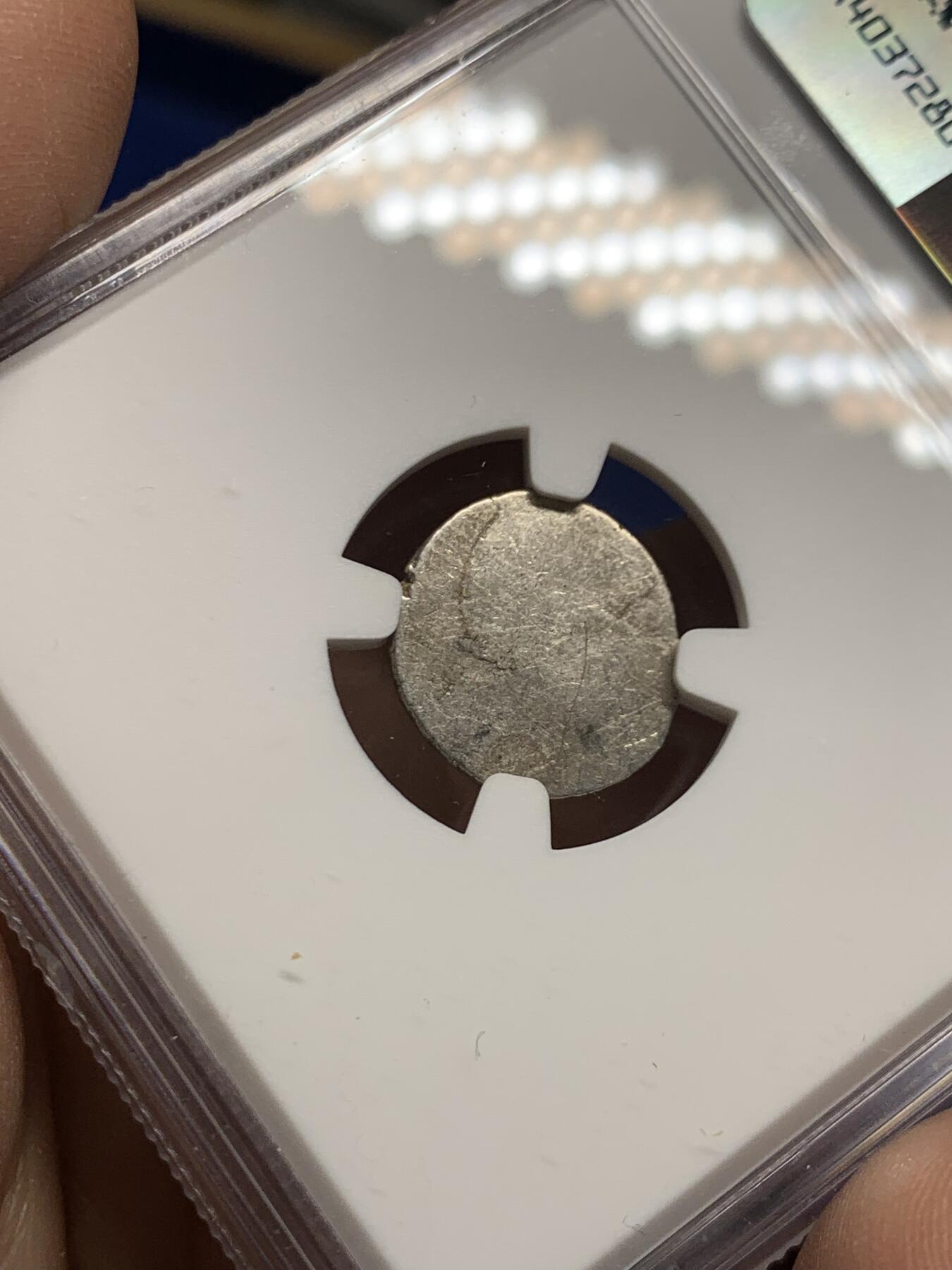 《竞宝斋》第452场 周日，周一 2场连拍 （全场包邮，欢迎送拍） NGC AU50 柬埔寨1600年-1860年神鸟2PE银币 东南亚经典品种