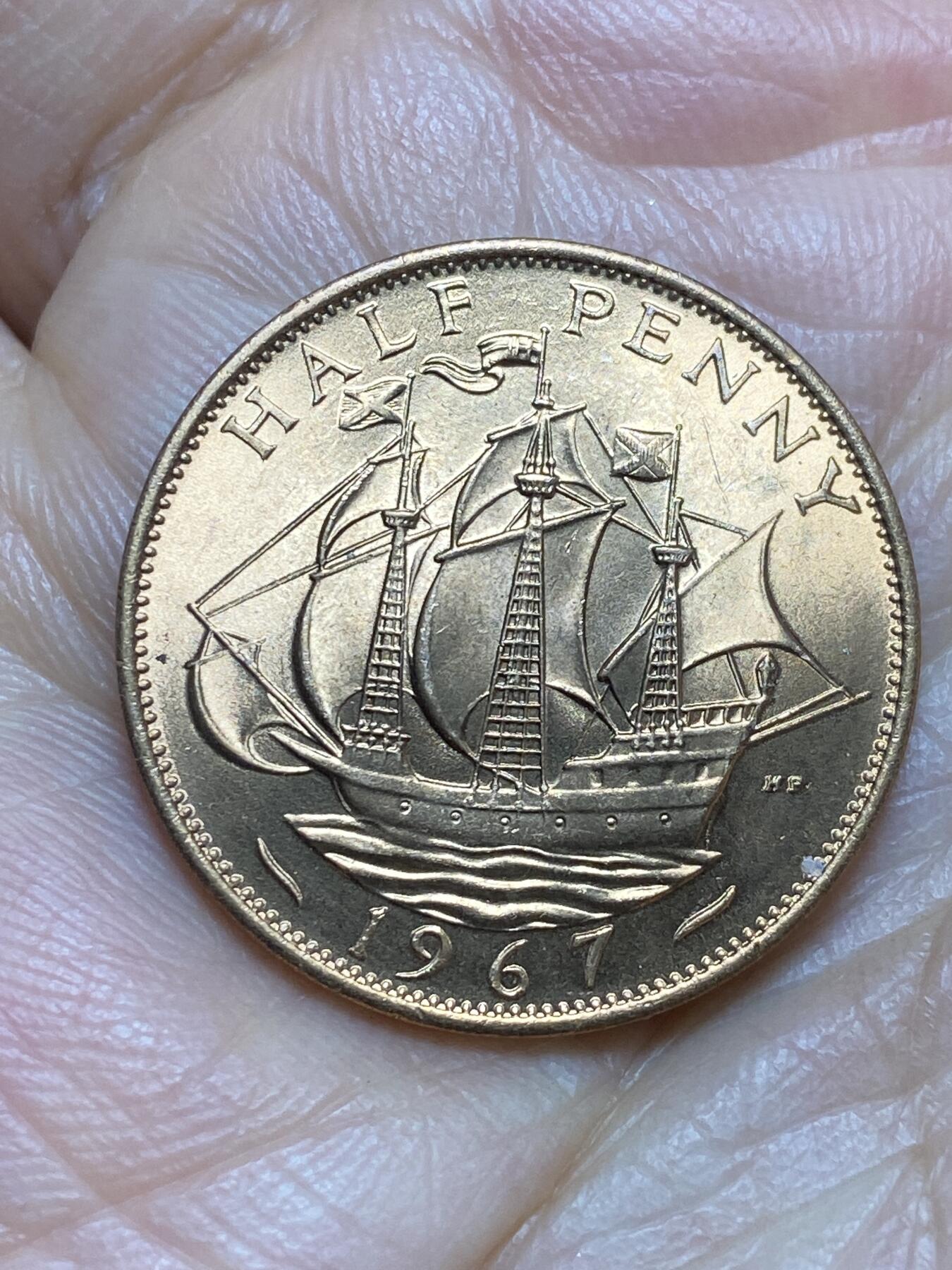 2026年第一场(总第一百七十场）外国好品散币场(免佣金) 原光好品–英国🇬🇧1967年半便士(伊丽莎白二世青年桂冠第二版，普制币关门年)