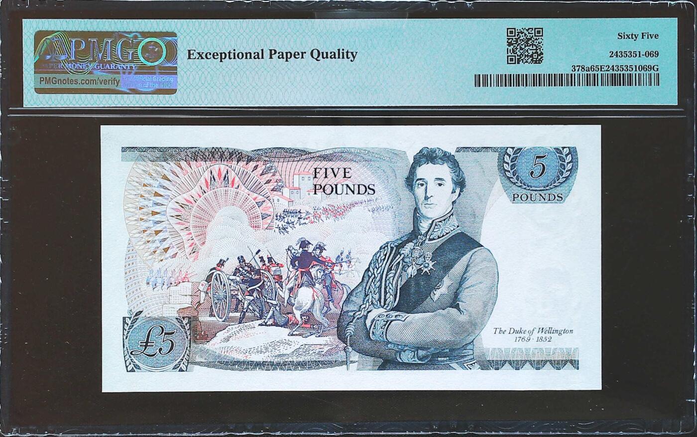 世界靓号纸钞第七十九期 1971-72年英国英格兰银行5镑 D系列 PMG65