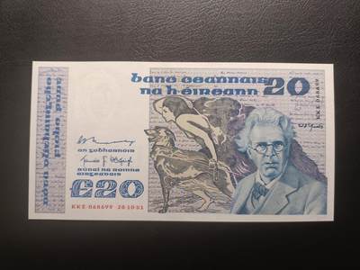 2026首期，总第211期 - 爱尔兰1981年20镑UNC无47倒置号068699，作家叶芝和大小布兰斯克群岛，少见中高面值