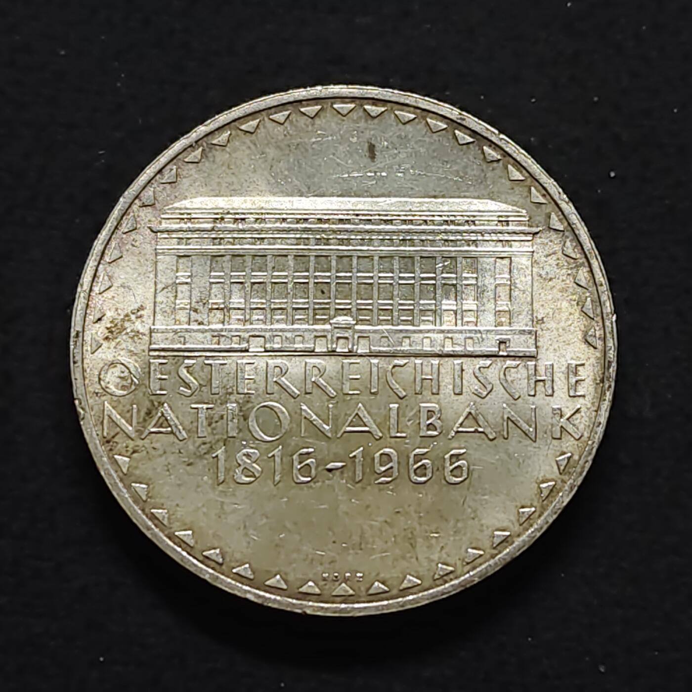 【全场包邮】纯粹捡漏拍491场（免费代拍第28场） 奥地利1966年50先令央行150周年（34毫米20克）纪念银币