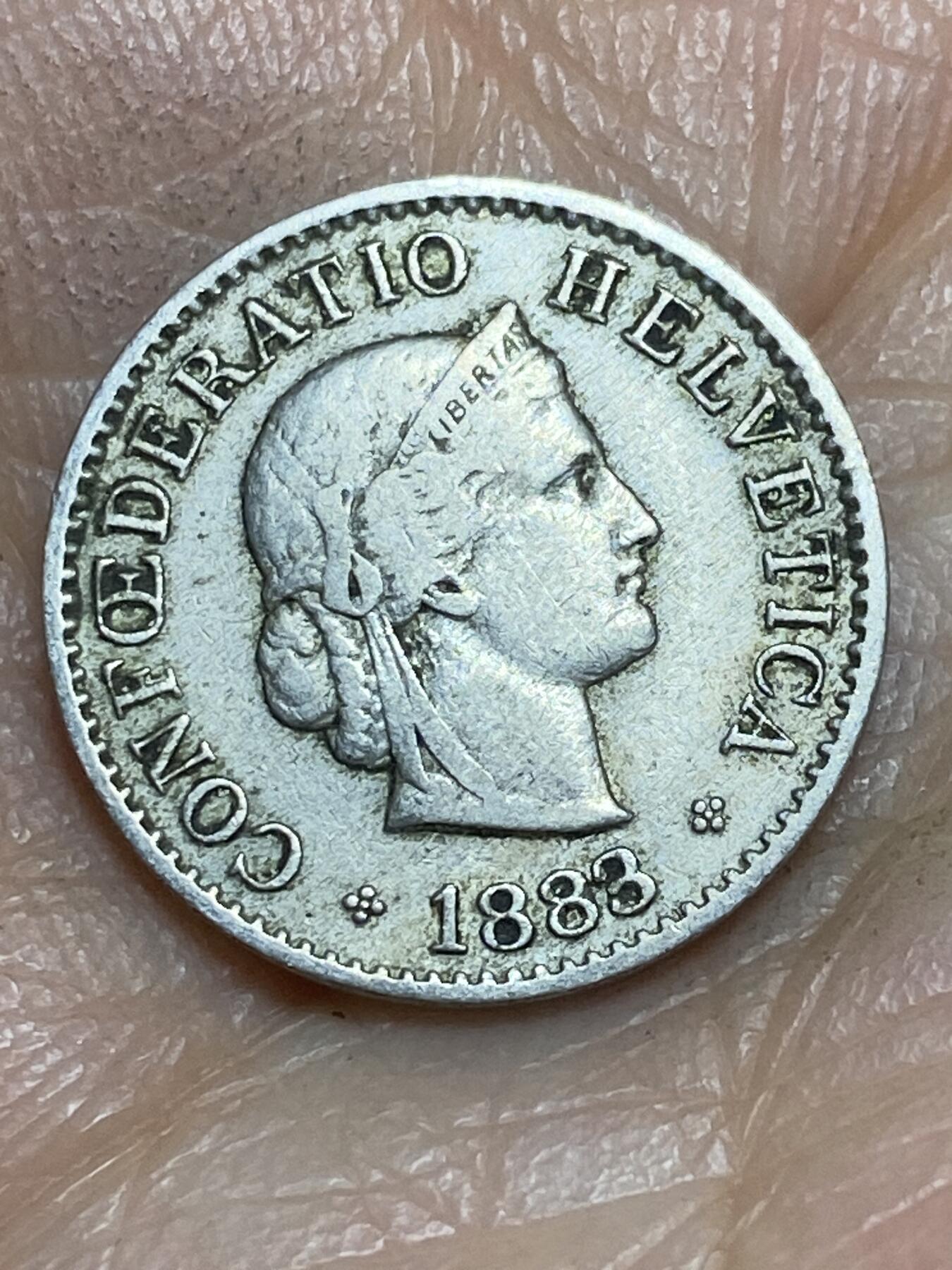 2026年第一场(总第一百七十场）外国好品散币场(免佣金) 稀少早期年份–瑞士🇨🇭1883年5拉彭(第二版，B标伯尔尼造)