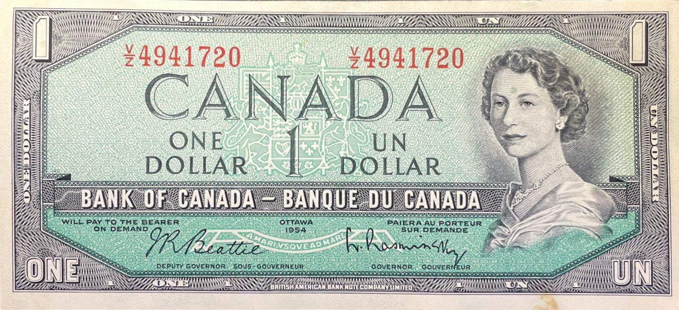 回流1228 加拿大1954年1元纸币（伊丽莎白二世版）西部风貌