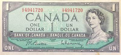 回流1228 - 加拿大1954年1元纸币（伊丽莎白二世版）西部风貌