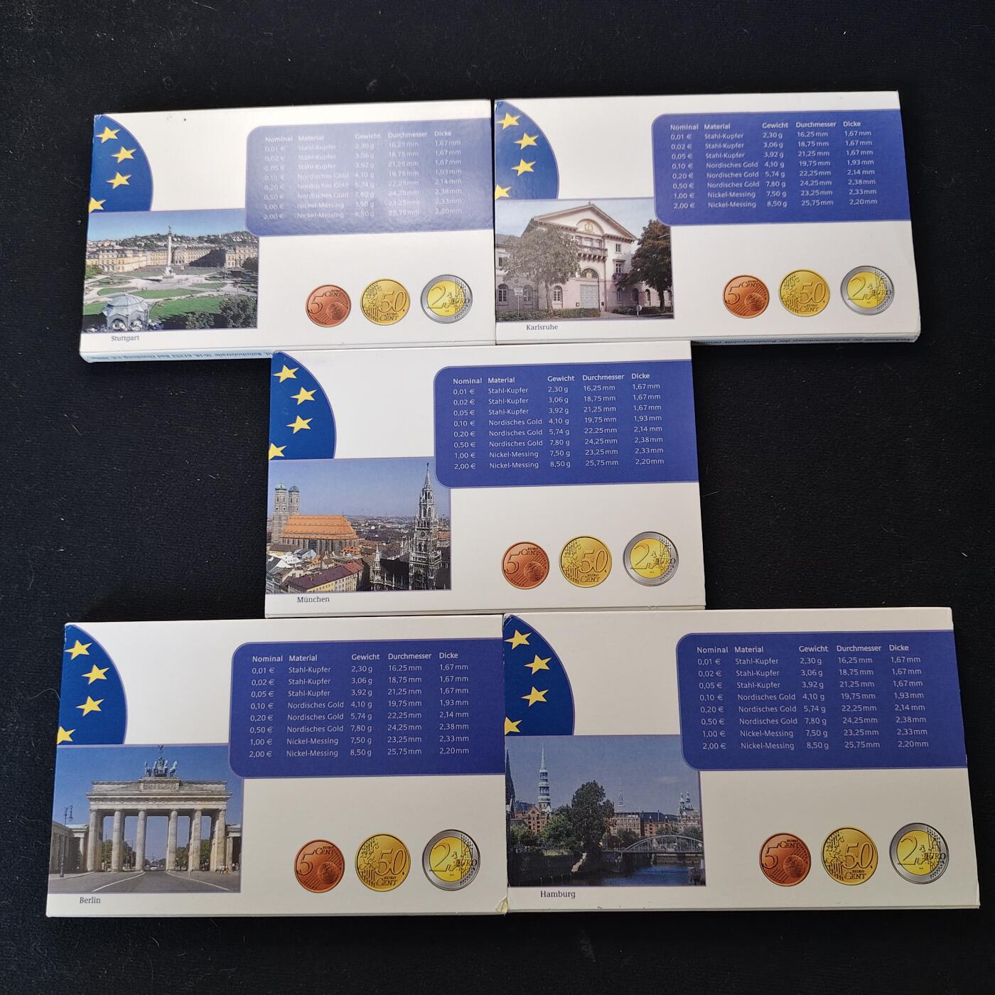 【全场包邮】纯粹捡漏拍491场（免费代拍第28场） 德国2004年欧元版官方精制套币5厂号全套